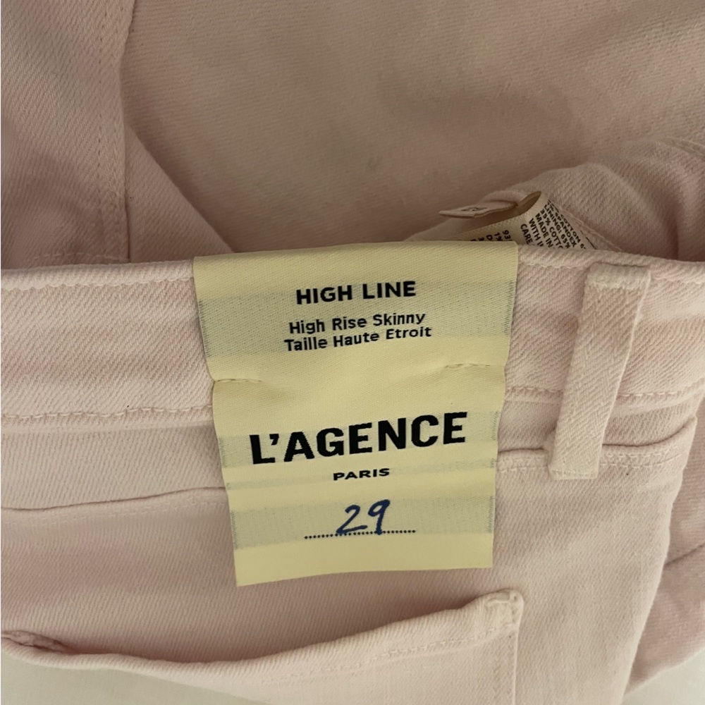 L’AGENCE high rise skinny high line pale pink distressed jeans! Tags on!